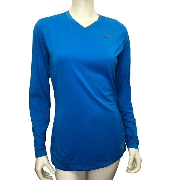 NIKE PRO FITTED V NECK LONG SLEEVE TOP LG‎ 12-14 - Picture 1 of 5